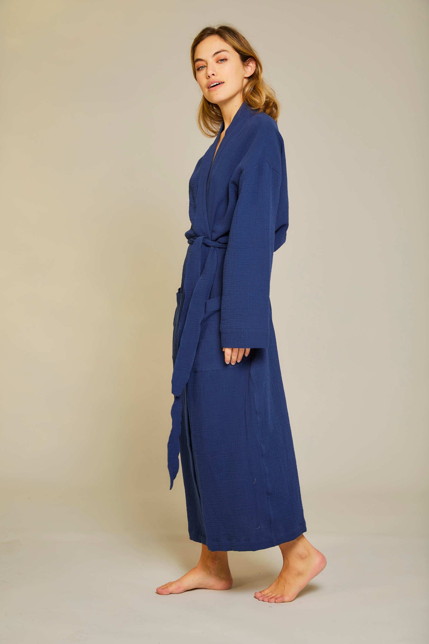 Angel Long Robe - Navy