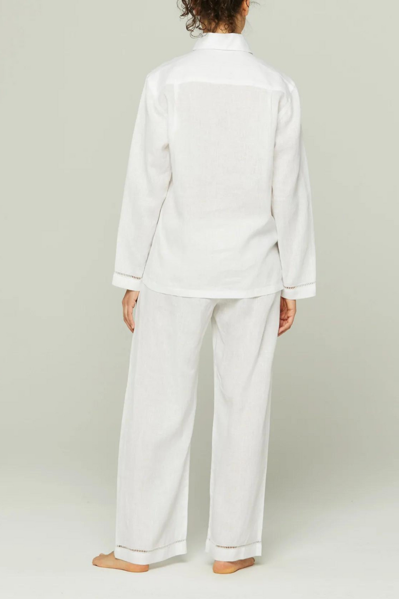 Italian Linen Pajama Set - White