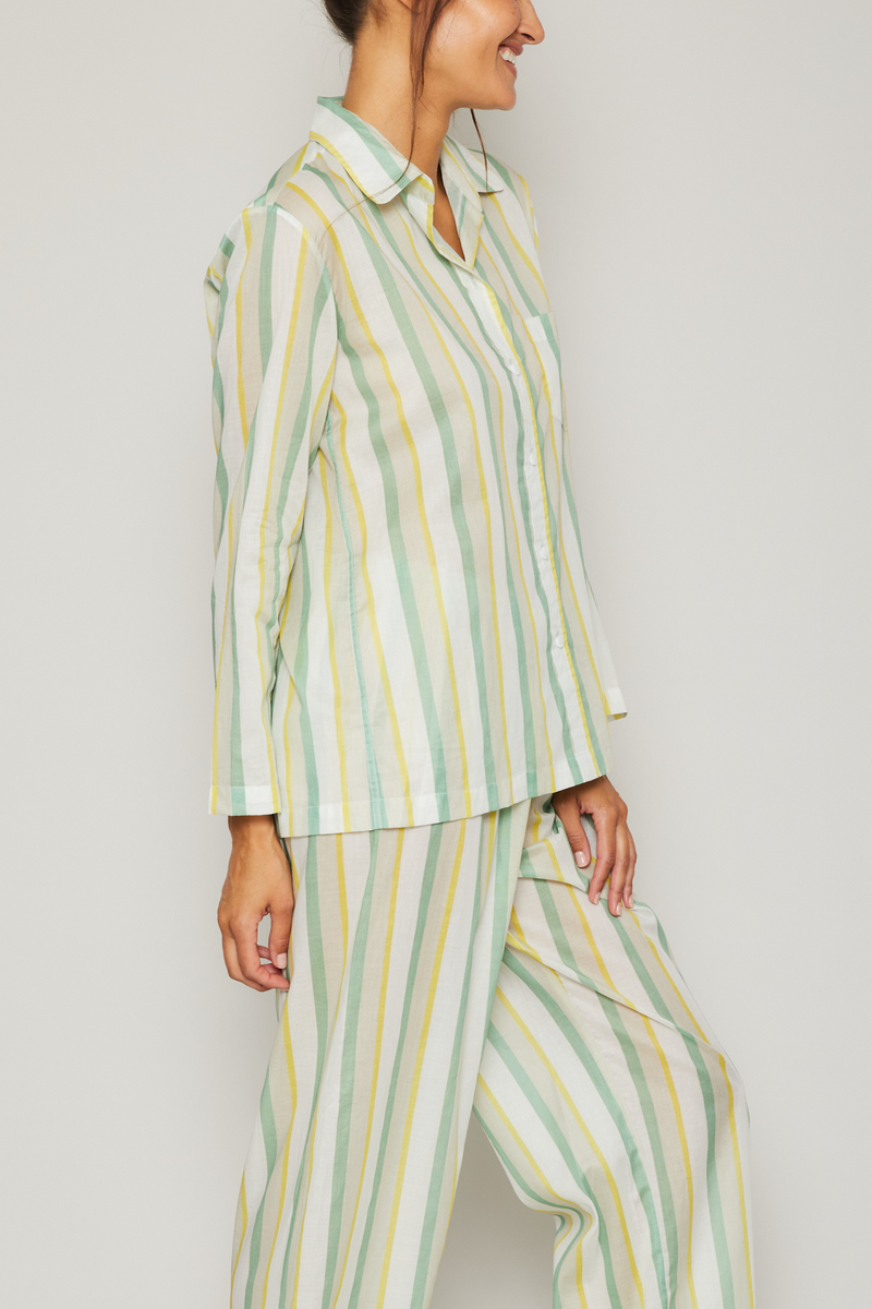 Long Sleeve Striped Pajama Set - Capri Stripe
