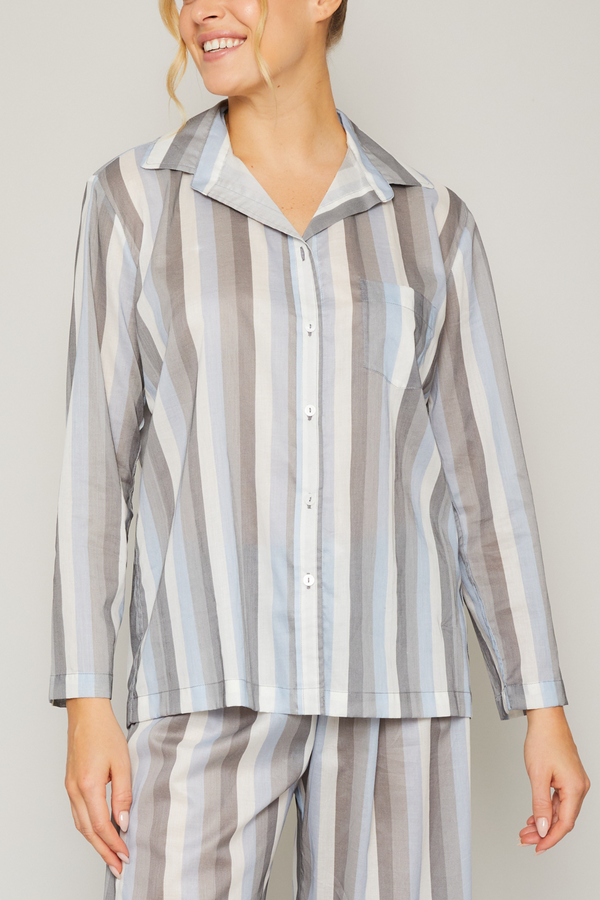 Multi-Stripe Long Sleeve Cotton Pajama Set