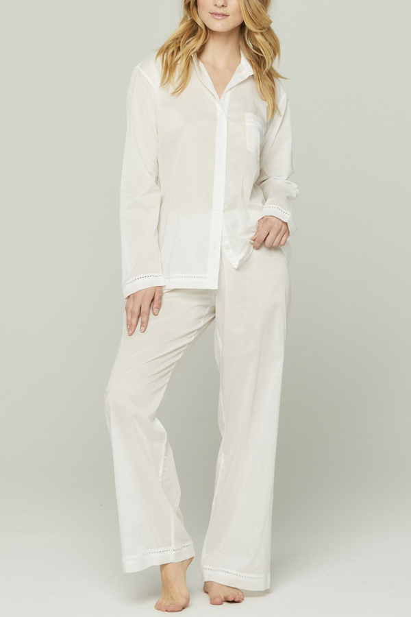 Classic Style Pajama Set - White