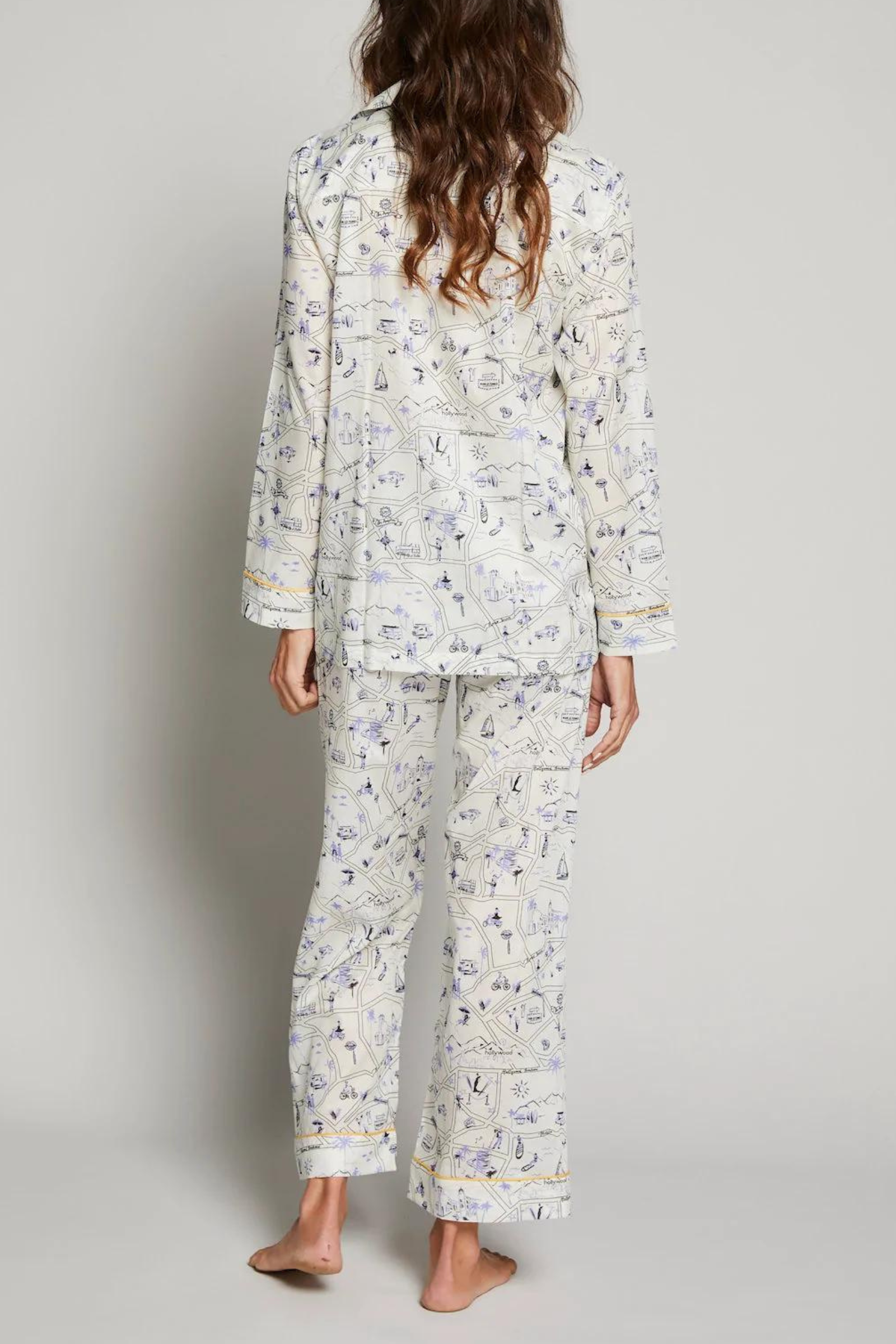 LA Pajama Set with Mustard Piping