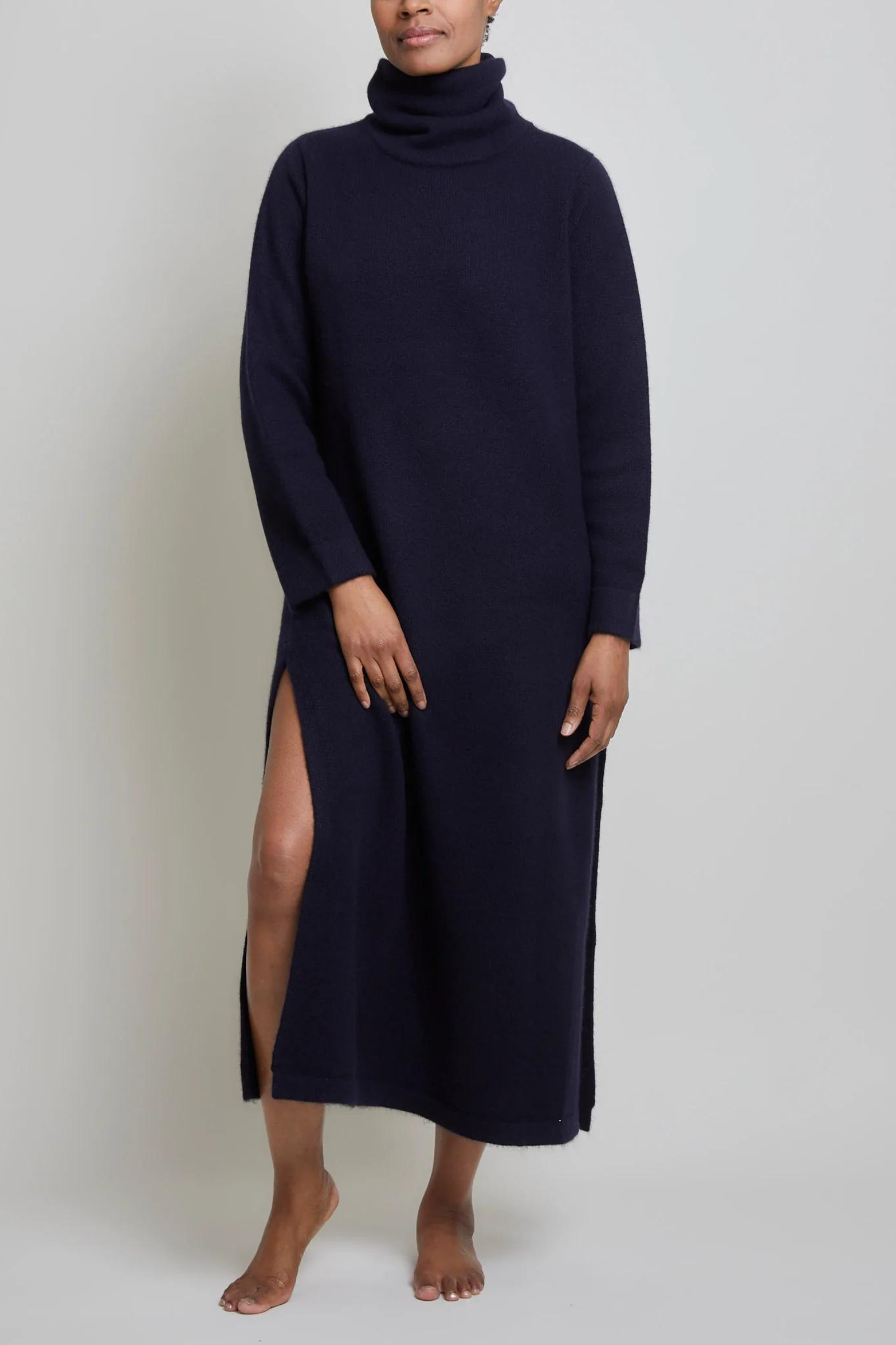 Long Cashmere Dress - Navy