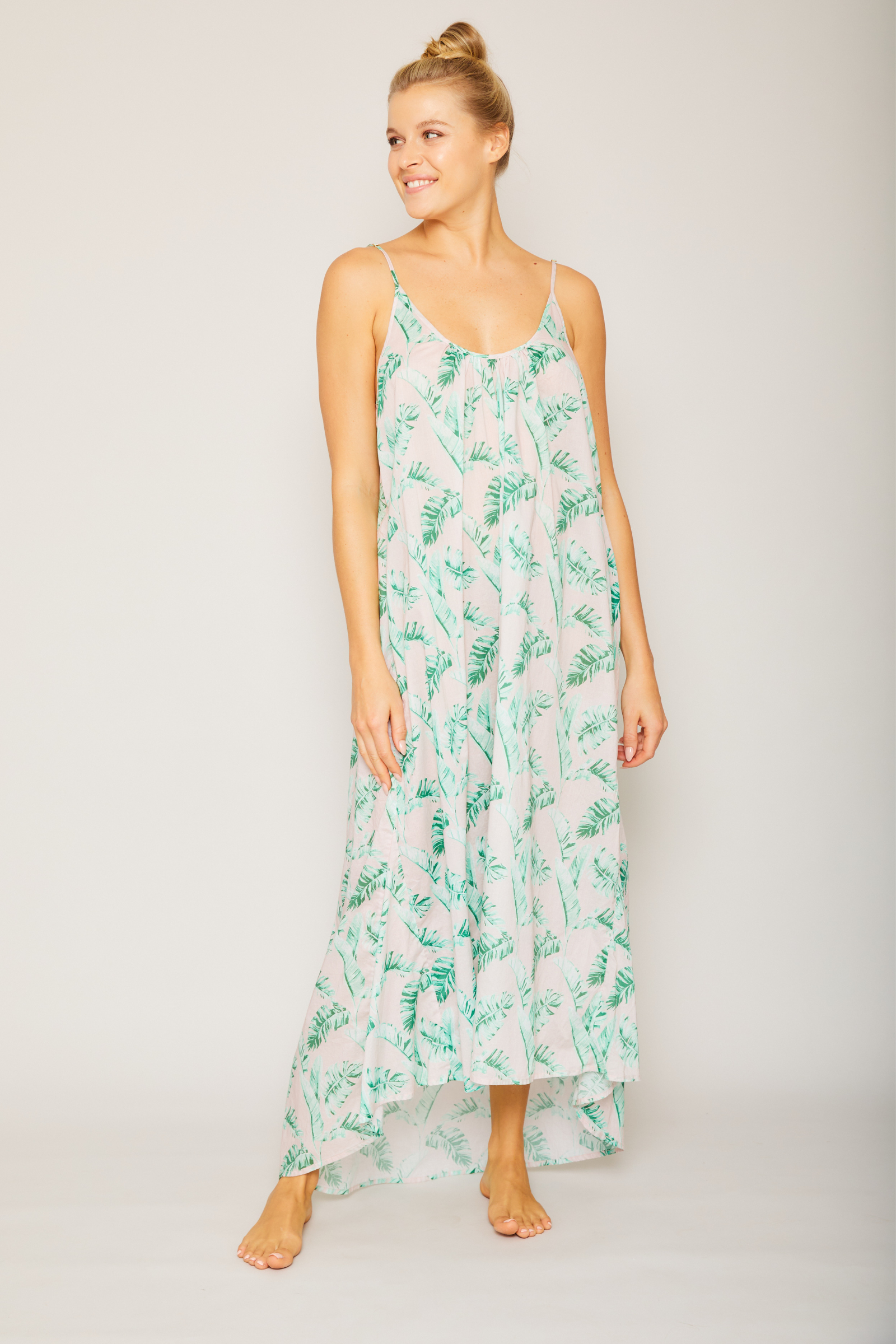 Banana Leaves High Low Dress - Pink