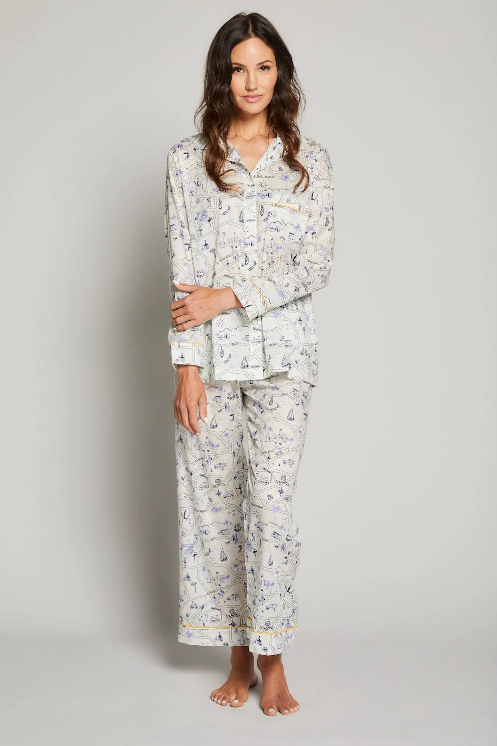 LA Pajama Set with Mustard Piping