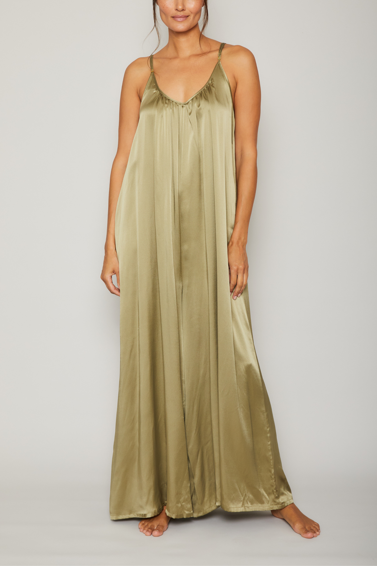 Silk Charmeuse Jumpsuit - Sage