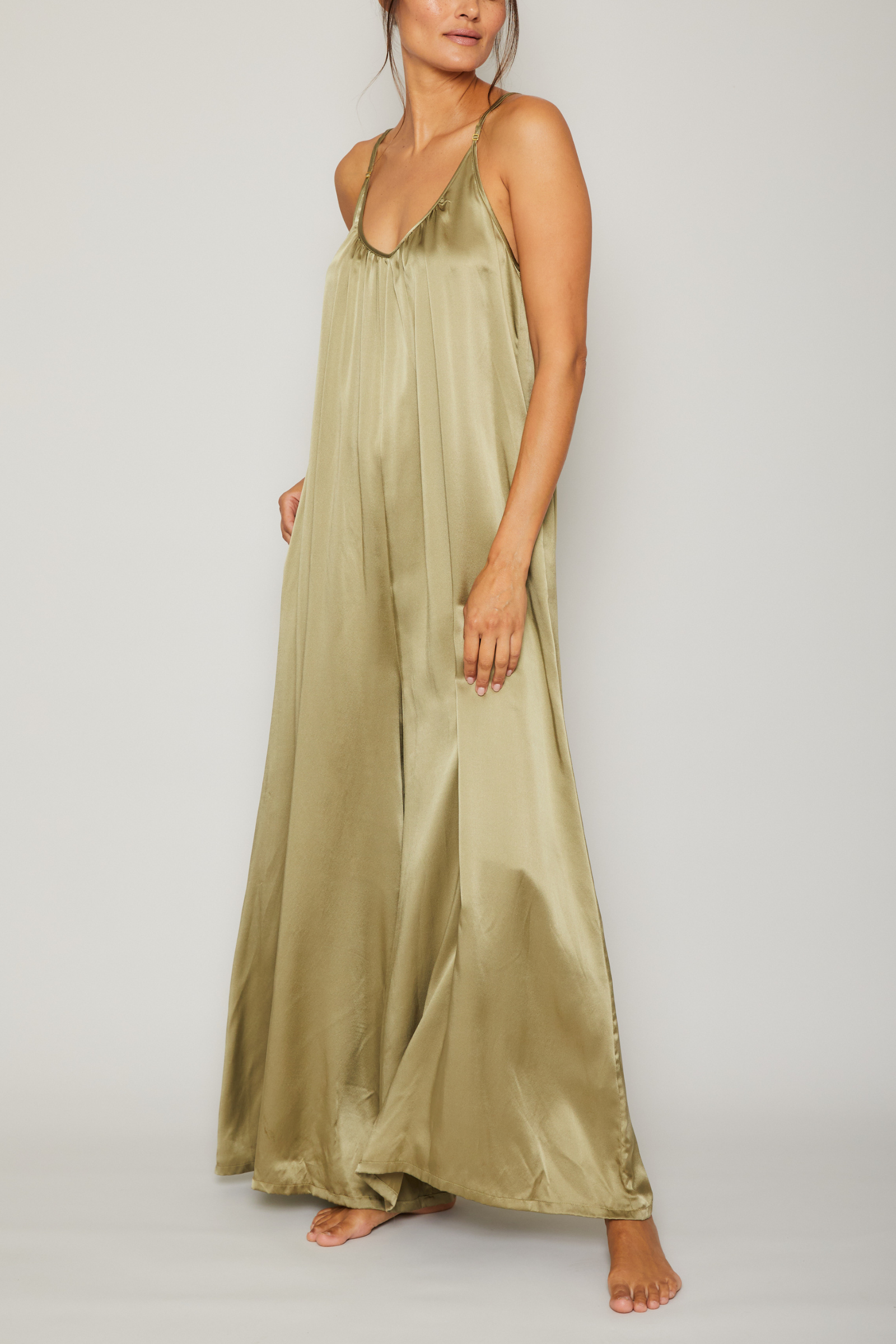 Silk Charmeuse Jumpsuit - Sage