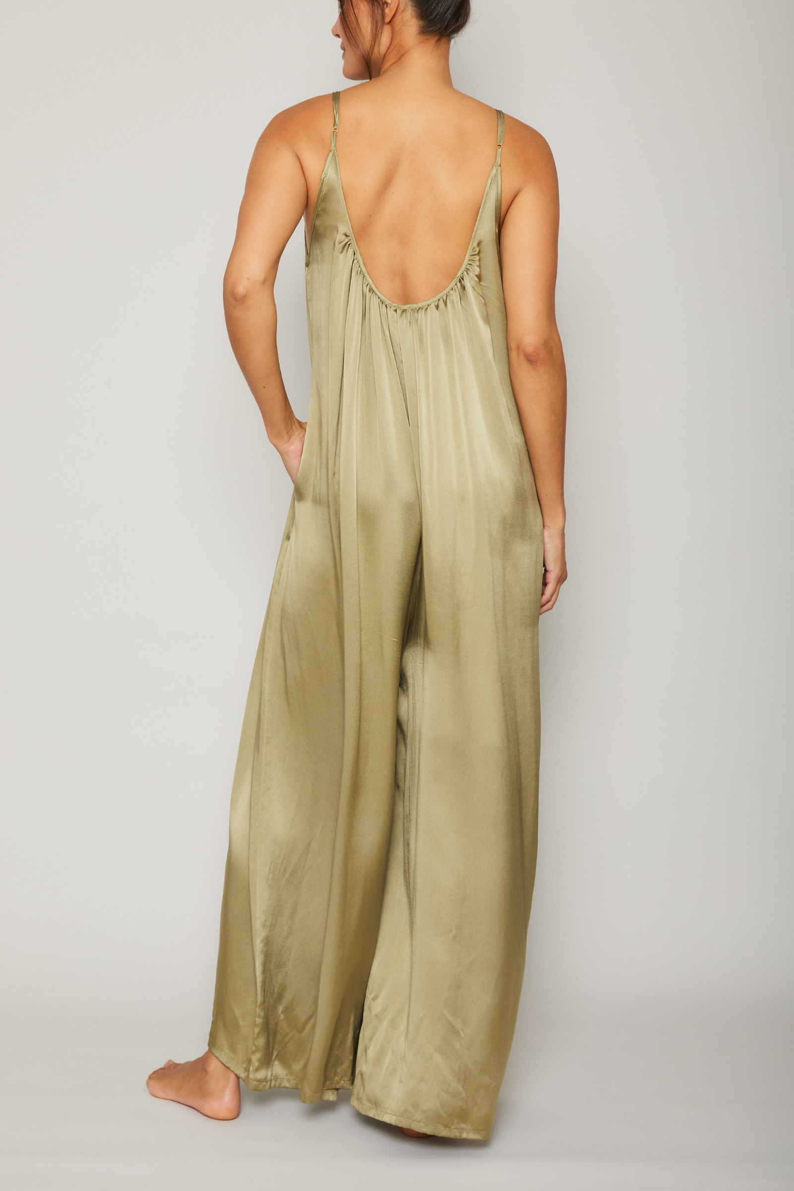 Silk Charmeuse Jumpsuit - Sage