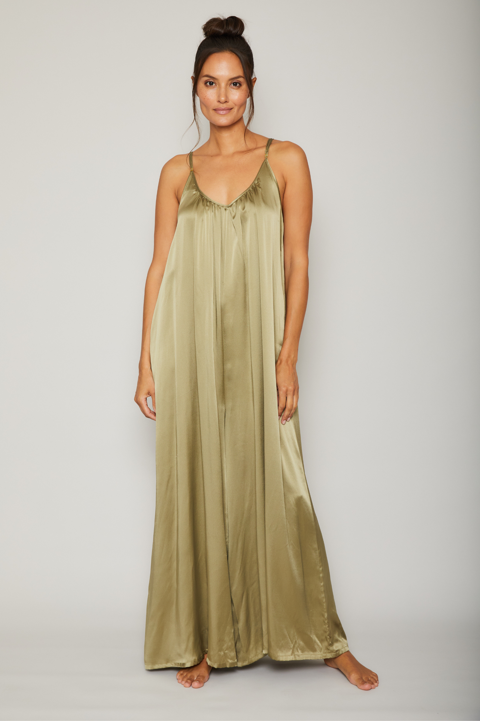 Silk Charmeuse Jumpsuit - Sage