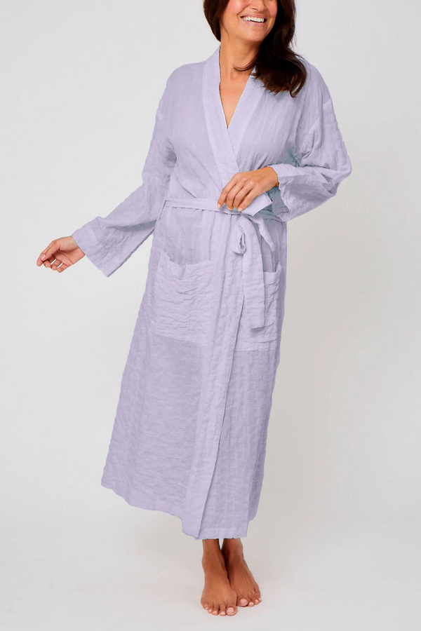 Organic Japanese Cotton Long Robe- Lavender