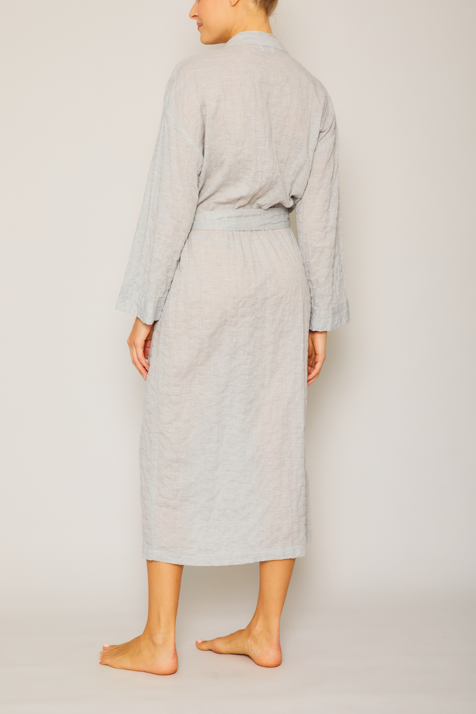 Organic Japanese Cotton Long Robe - Heather
