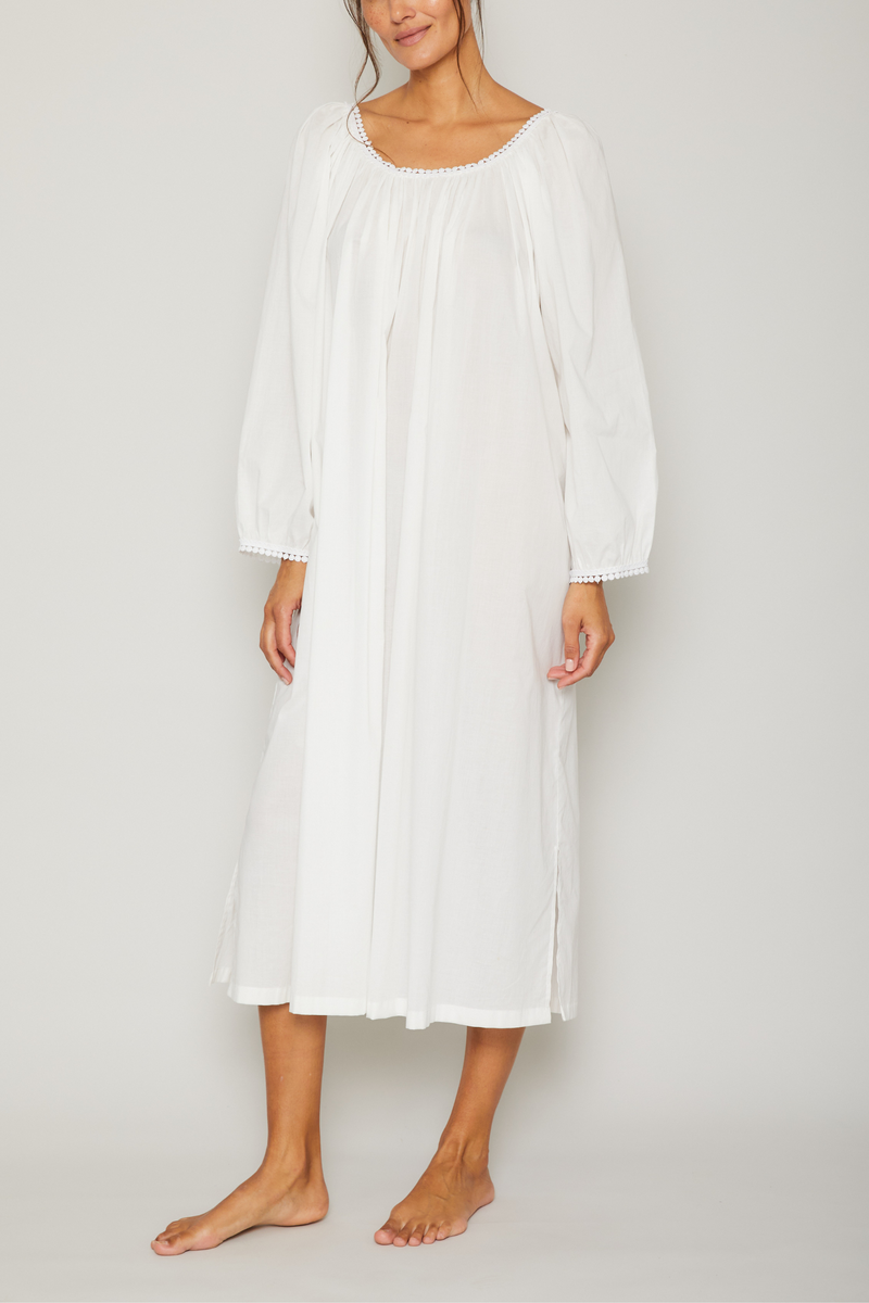 Thilda Long Nightgown - White