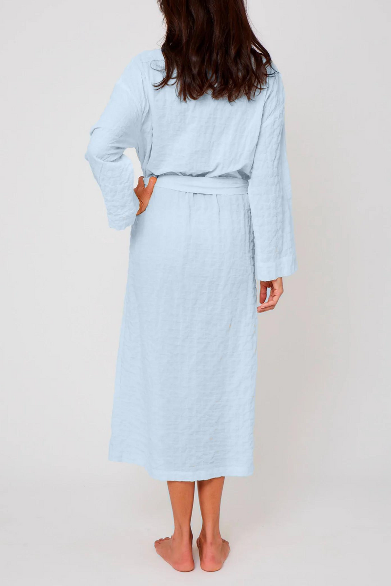 Organic Japanese Cotton Long Robe - Light Blue