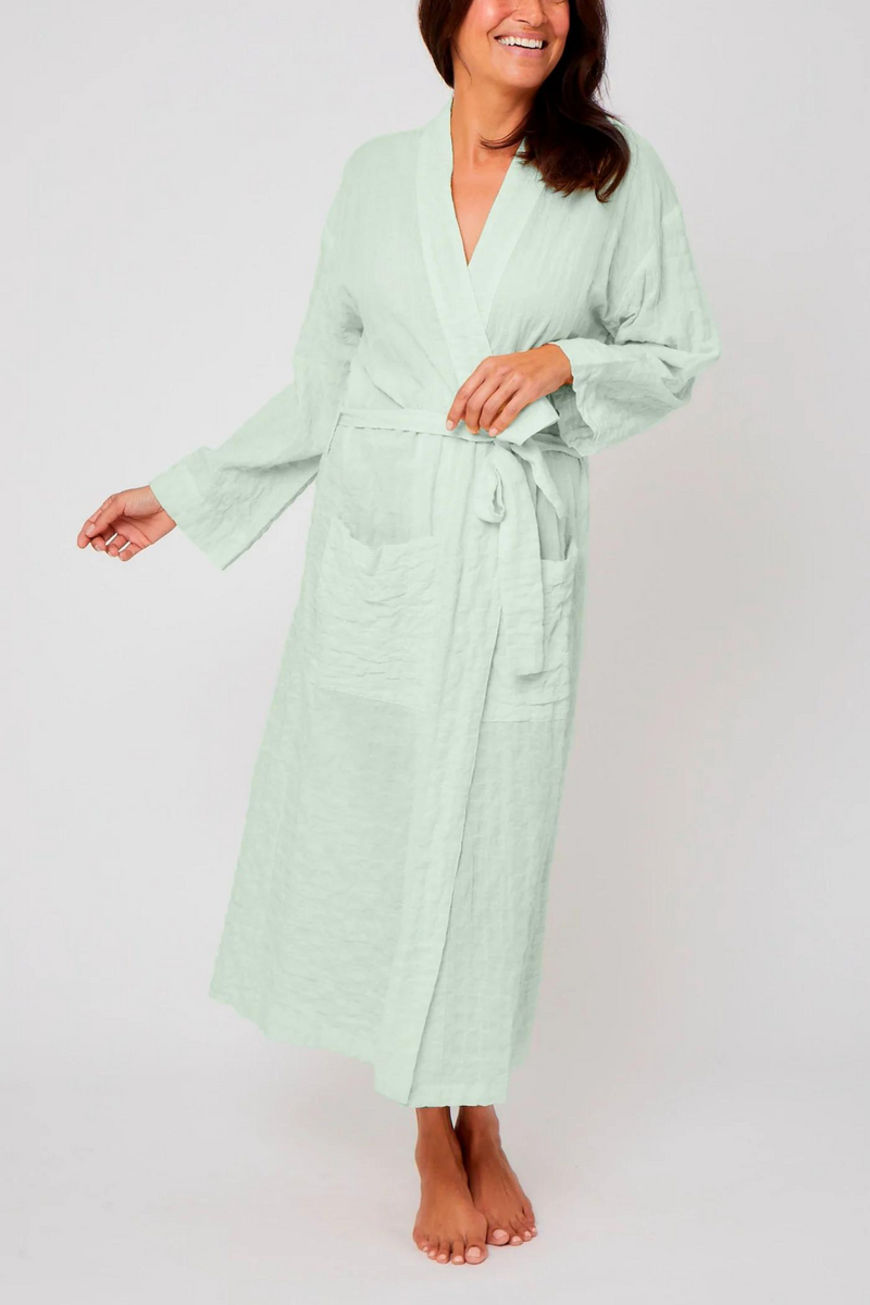 Organic Japanese Cotton Long Robe - Celadon