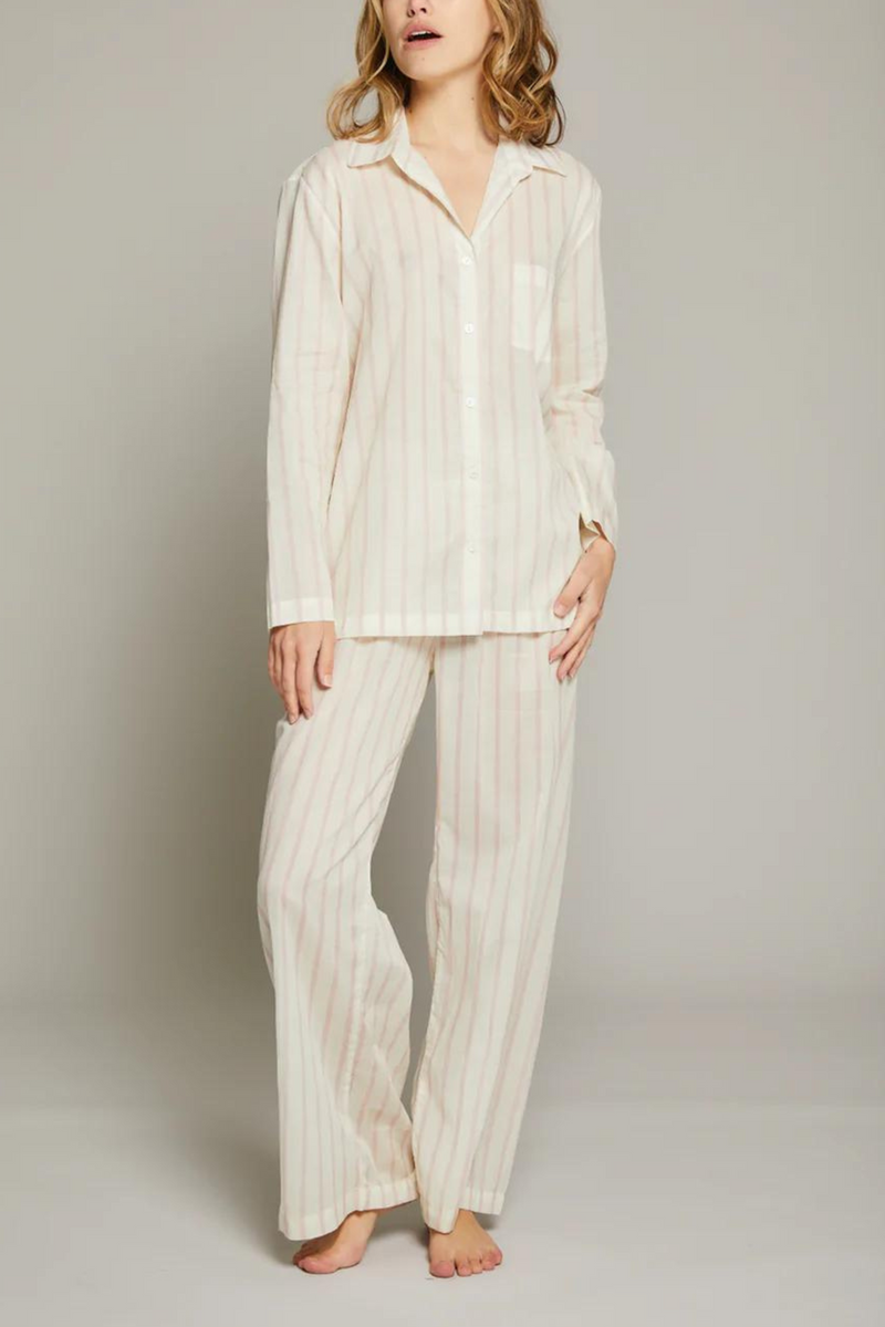 Striped Pajama Set - Cream / Pink