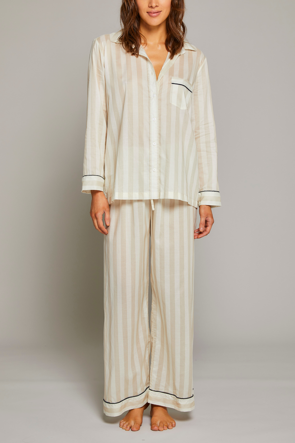 Linen Blend Pyjamas - Grey, Luxury Nightwear