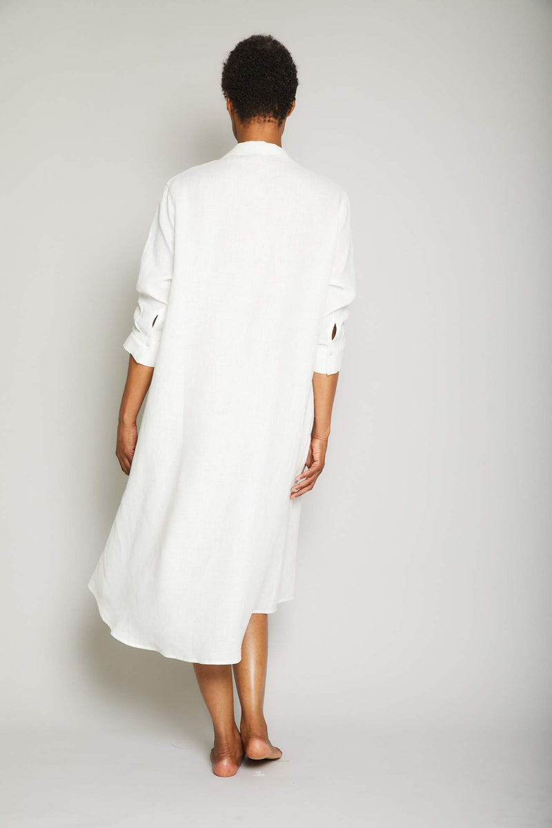 Linen Button Front Dress - Cream