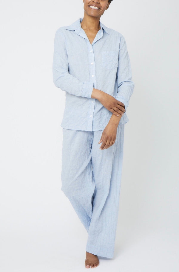 Organic Japanese Cotton Pajama Set - Light Blue