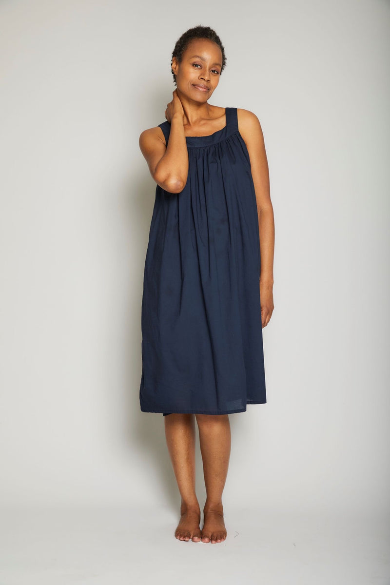 Long Square Neck Nightgown - Royal Navy