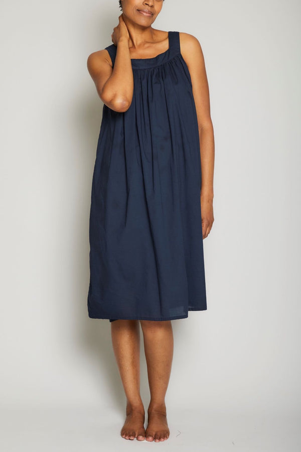 Long Square Neck Nightgown - Royal Navy