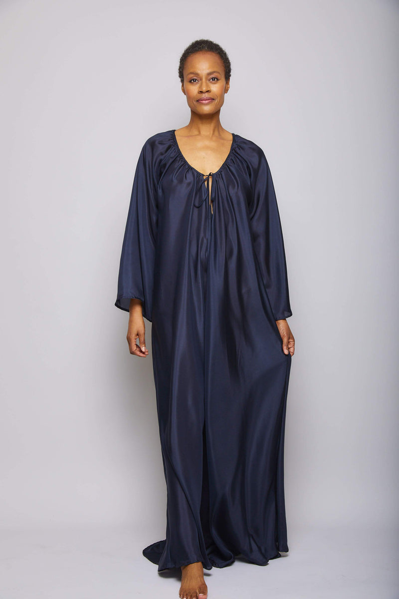 Long Sleeve Silk Roman Dress-Midnight