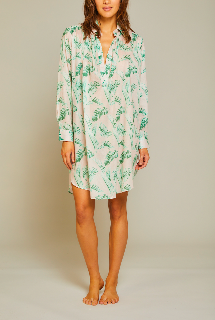 Banana Leaves Romeo Sleep Shirt - Pink